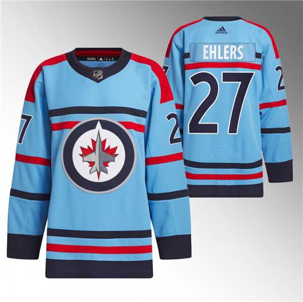 Mens Winnipeg Jets #27 Nikolaj Ehlers Light Blue Anniversary Primegreen Stitched Jersey Dzhi->winnipeg jets->NHL Jersey